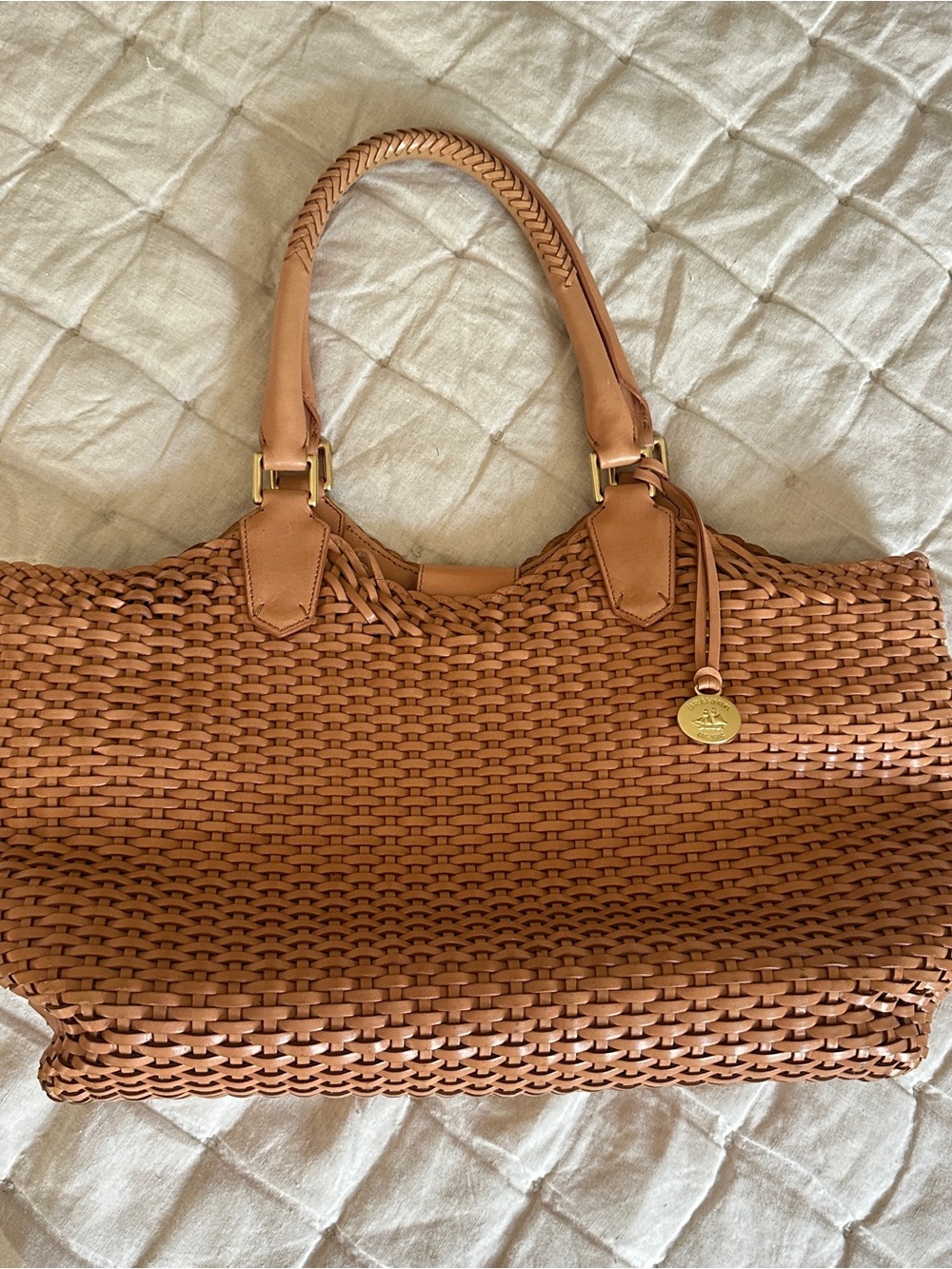 BRAHMIN Woven Leather Tote Bag